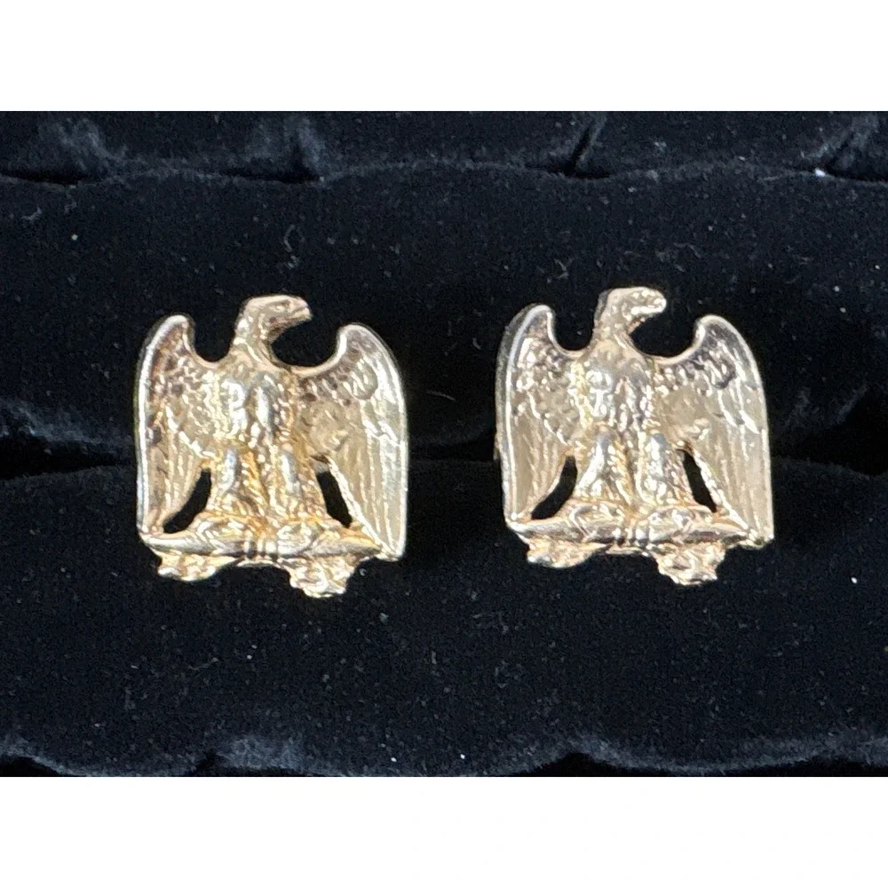 Vintage Gold Tone Eagle Cufflinks Mens Patriotic Bird Jewelry Textured Design
